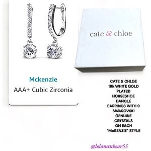 NEW IN BOX CATE & CHLOE BRAND SWAROVSKI CRYSTAL 18k WHITE GOLD PLATING EARRINGS